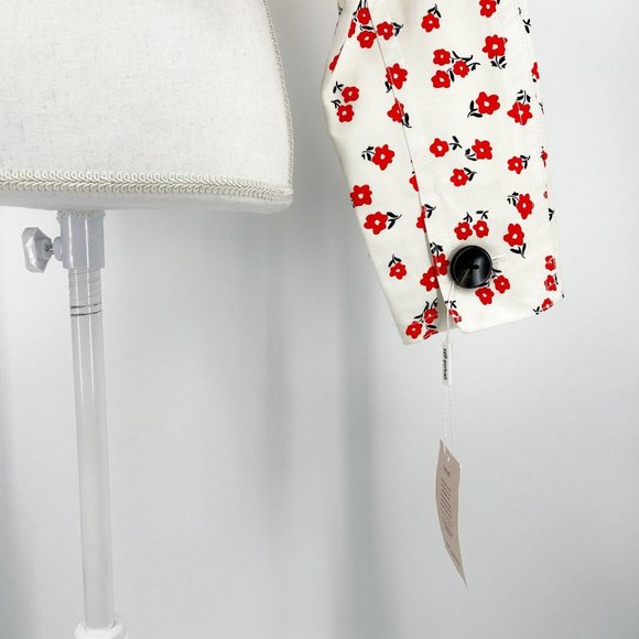 Self-Portrait Ditsy Floral Canvas Cream Red Oversized Crop Jacket Womens US XS - Picture 6 of 12
